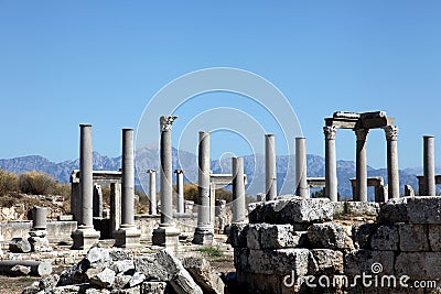 Ancient Roman site in Perge, Turkey Stock Photo