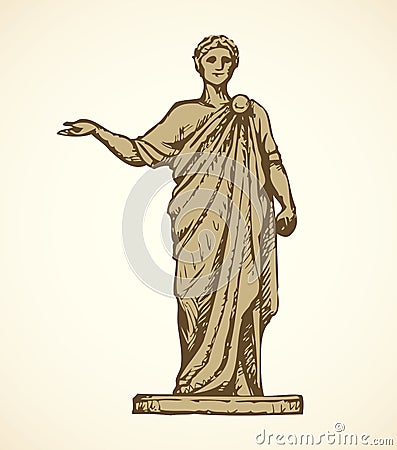 Ancient Roman statue. Vector drawing Vector Illustration
