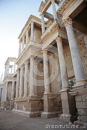 Ancient roman theater in Merida (Spain) Stock Photo
