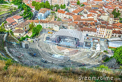 Ancient roman theatre in the French city Vienne Editorial Stock Photo