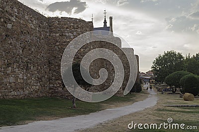 Ancient Roman Walls in Astorga, landmark on the Camino de Santiago route. Spain. Editorial Stock Photo