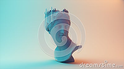 Ancient Roman white marble rotating head of Venus on a light background. 3d illustration Cartoon Illustration