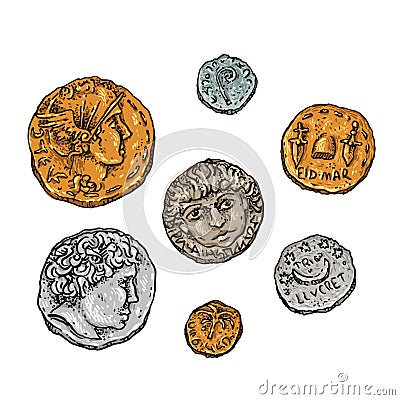 Ancient Rome coins Vector Illustration