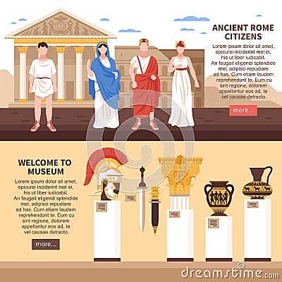 Ancient Rome Horizontal Banners Vector Illustration