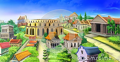 Ancient Rome panorama view. Image 02 Stock Photo