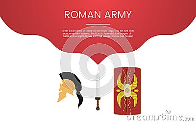 Ancient rome or spartha army military concept theme for template banner or landing infographics - Cartoon Illustration