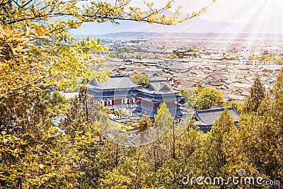 Ancient roof in Lijiang Stock Photo