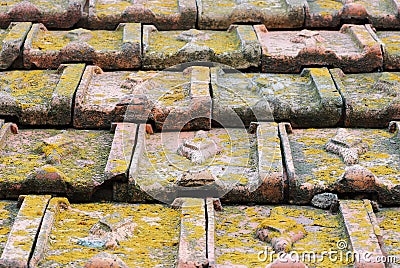 Ancient roof tiles background Stock Photo