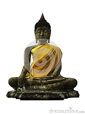 Ancient ruin Buddha image isolated Stock Photo