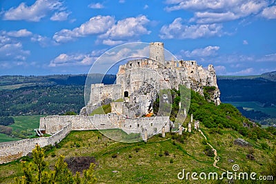 Ancient ruin of Spis Castle, Slovakia at summer sunshine day Stock Photo