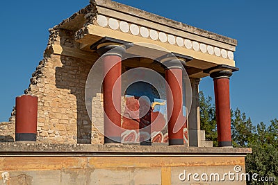 Ancient ruines of famouse Knossos palace at Crete island. Greece Stock Photo