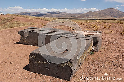 The ancient ruines of Tiwanaku Stock Photo