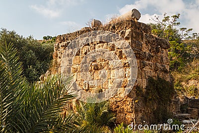 Ancient ruins around castle of Byblos Stock Photo