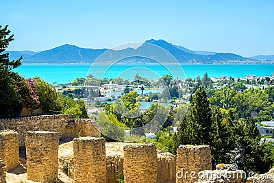 Ancient ruins of Carthage and seaside landscape. Tunis, Tunisia, Africa Stock Photo