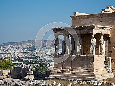 Caryatid Columns at the Parthenon Stock Photo