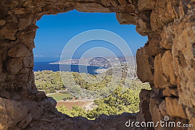 Ancient ruins and coast Stock Photo