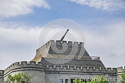 Ancient ruins Fort weapons defense building Stock Photo