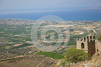 Ancient Ruins in Greece, Acro-Corinth Stock Photo