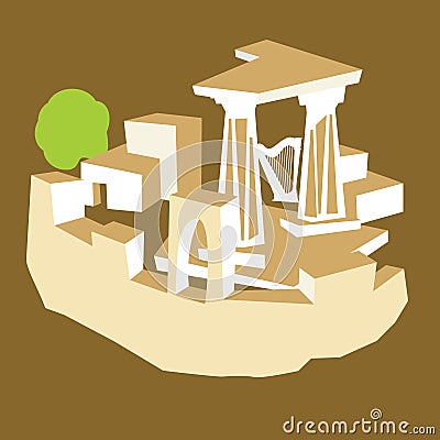 Ancient ruins Cartoon Illustration