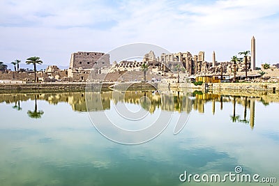 Ancient ruins at Karnak temple, UNESCO World Heritage site, Luxor, Egypt. Stock Photo