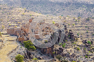 Ancient ruins of Moroccan kasbah in the mountains of the Anti Atlas, Morocco, North Africa Stock Photo
