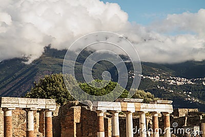 Ancient Ruins Of Pompeii And Volcano Vesuvius, Italy Royalty-Free Stock