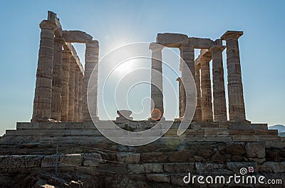 Ancient ruins of temple of Poseidon Stock Photo