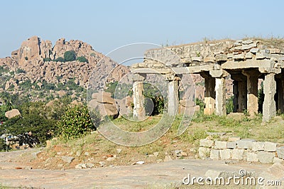 Ancient ruins of Vijayanagara Empire in Hampi, India Stock Photo