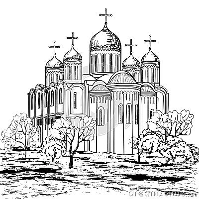 Ancient russian city icon Vector Illustration