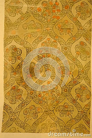 Ancient Russian fabric, Museum Russian Culture Editorial Stock Photo