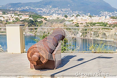 Ancient rusty cannon Stock Photo