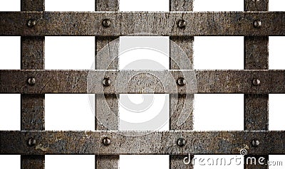 Ancient rusty grunge metal bars isolated Stock Photo