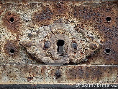 ancient rusty keyhole Stock Photo