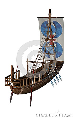 Ancient sailing boat - 3D render Stock Photo