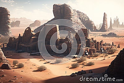 Ancient Saudi Arabian town of AlUla is surrounded by modern developments Stock Photo