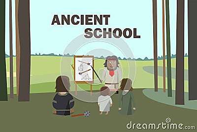 Ancient School in Forest Stock Photo