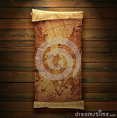 Ancient scroll map Stock Photo