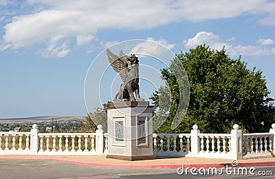 Ancient sculpture of a griffin in the Crimea Editorial Stock Photo