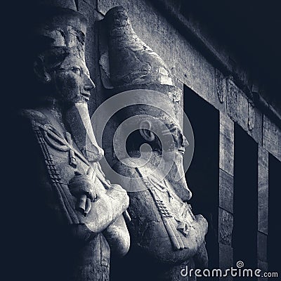 Ancient sculptures of Hatshepsut temple Stock Photo