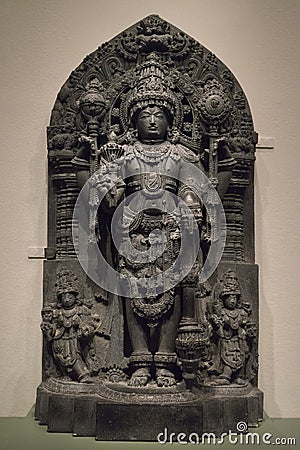 Indian Buddha sculpture in museum. Editorial Stock Photo