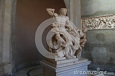 Ancient sculptures inside Vatican museum, Italy Editorial Stock Photo