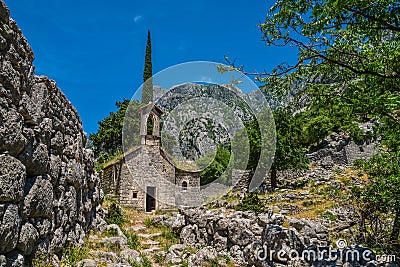 Ancient Serbian church ruins Stock Photo