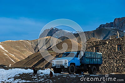 Ancient settlement in the mountains, Xinaliq, Azerbaijan Editorial Stock Photo