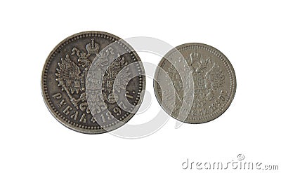 An ancient silver coins, Russian Empire during the reign of Nicholay 2 Stock Photo