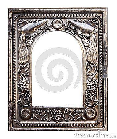 Ancient silver frame isolated Stock Photo