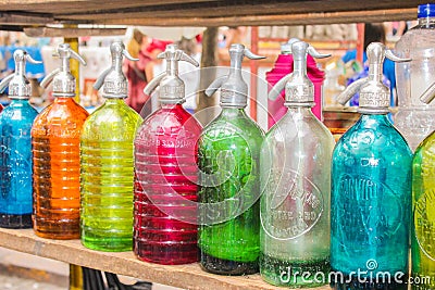 Ancient Siphons Bottle Colourful Violet Telmo Stock Photo