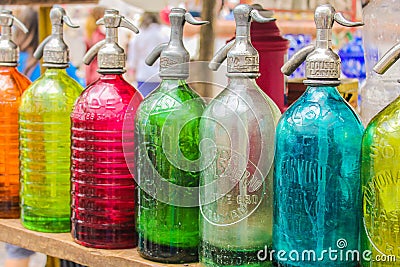 Ancient Siphons Home Colourful San Telmo Stock Photo