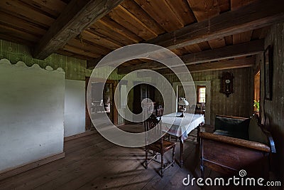 Ancient sitting-room interior Rumsiskes Lithuania Editorial Stock Photo