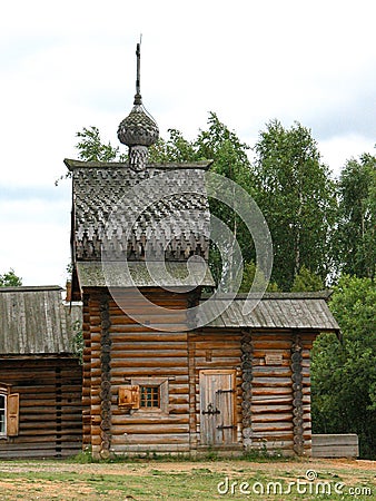 Ancient Slavic buildings in the open air Stock Photo