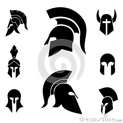 Ancient, spartan, warrior, soldier helmet. Vector Illustration